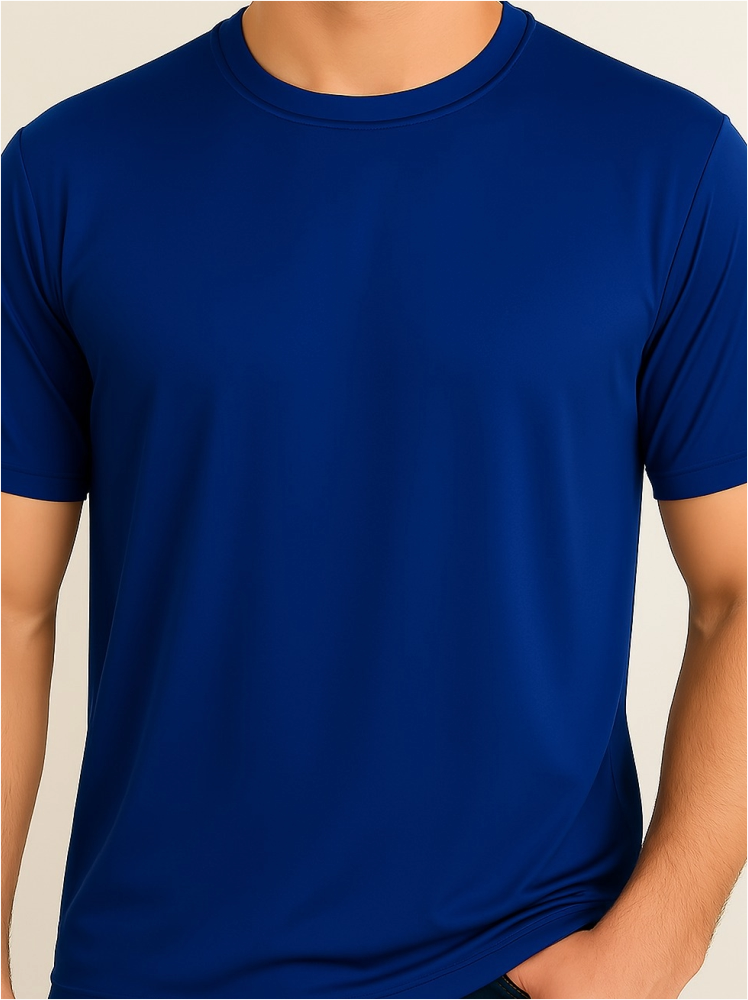 Polyester Nevy Blue Plain T Shirts For Men