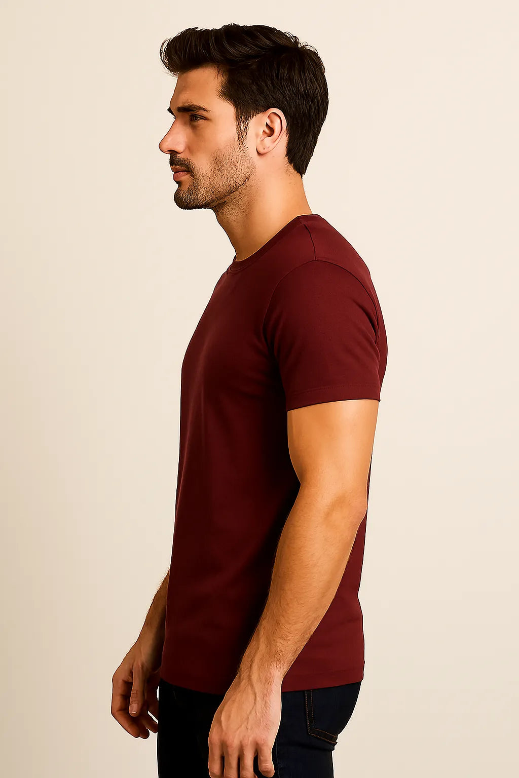 Plain Round Neck Maroon