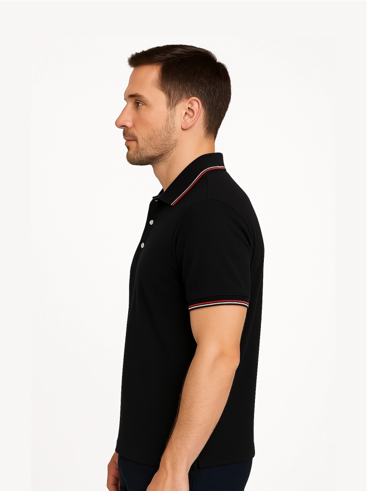 Black Polo T-shirts (Cooltex Tipping)