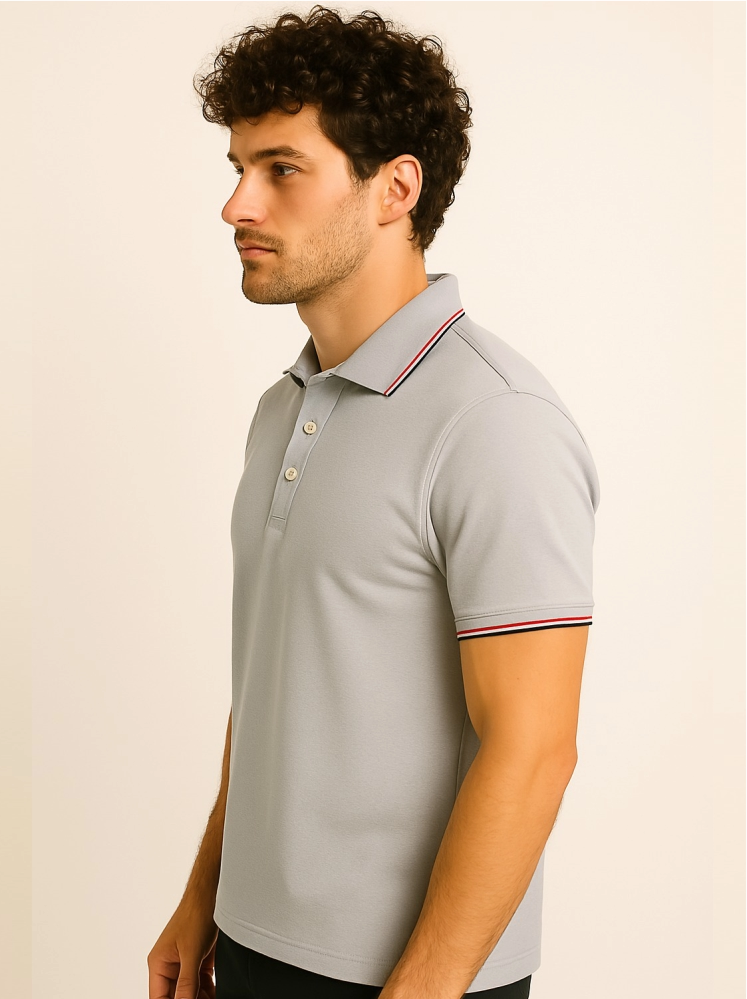 Grey Polo T-shirts (Cooltex Tipping)