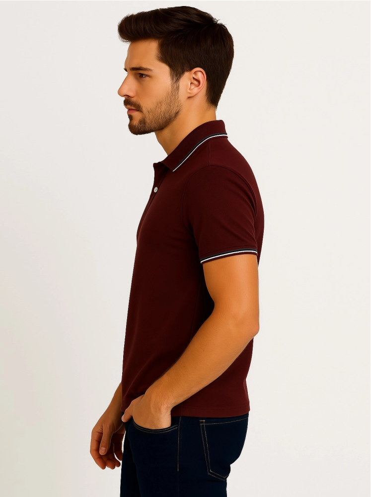 Maroon Polo T-shirts (Cooltex Tipping)