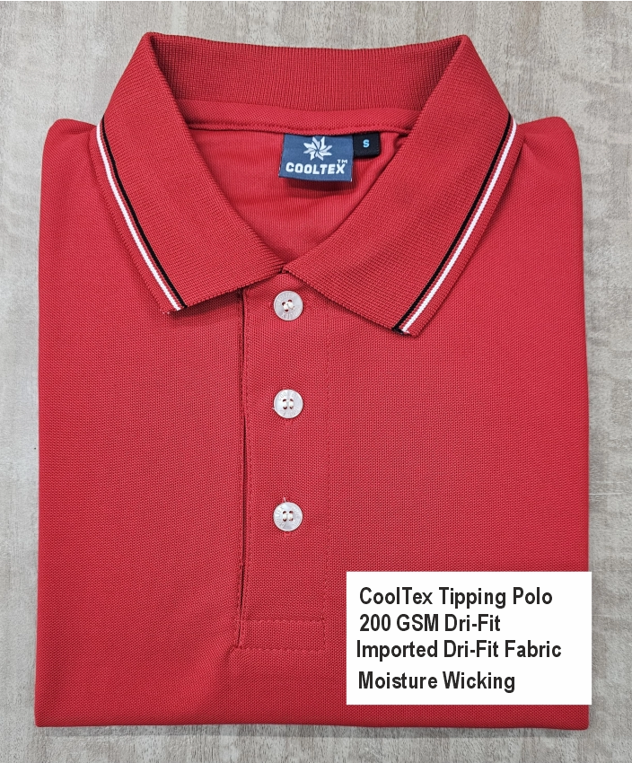 Red Polo T-shirt (Cooltex Tipping)