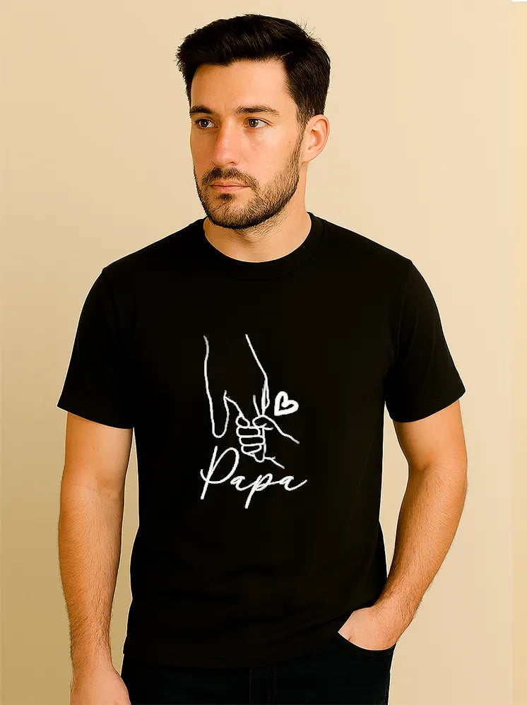 Papa Sketch Round Neck T-shirts