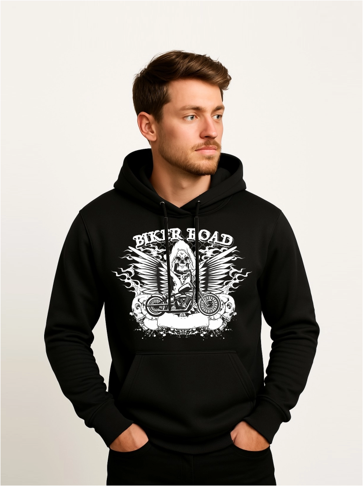 Biker Road Black Hoodie