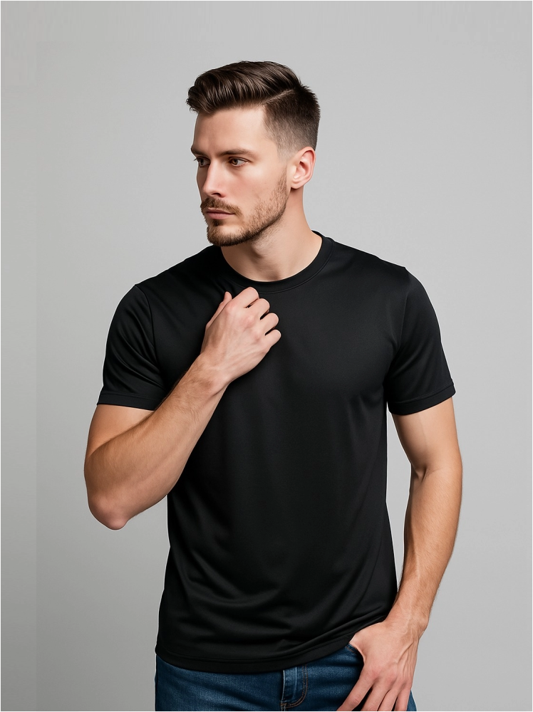 Polyester Black Plain T Shirts For Men