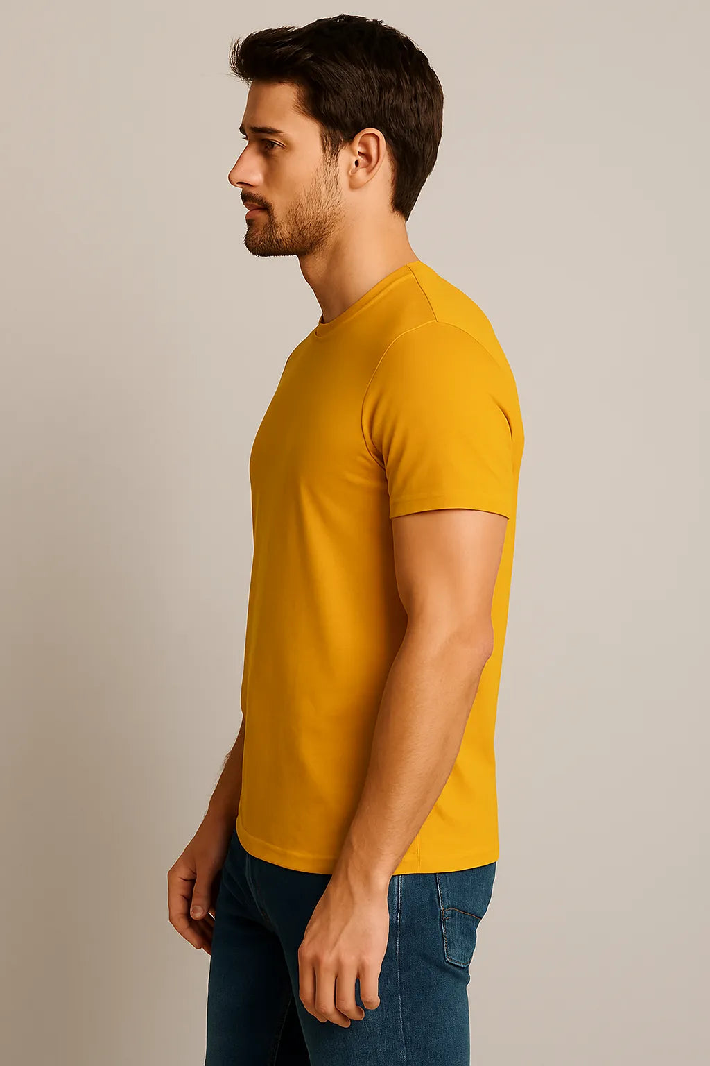 Plain Round Neck Yellow