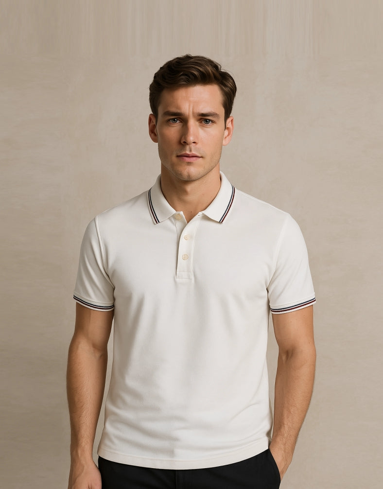 White Polo T-shirt (Cooltex Tipping)