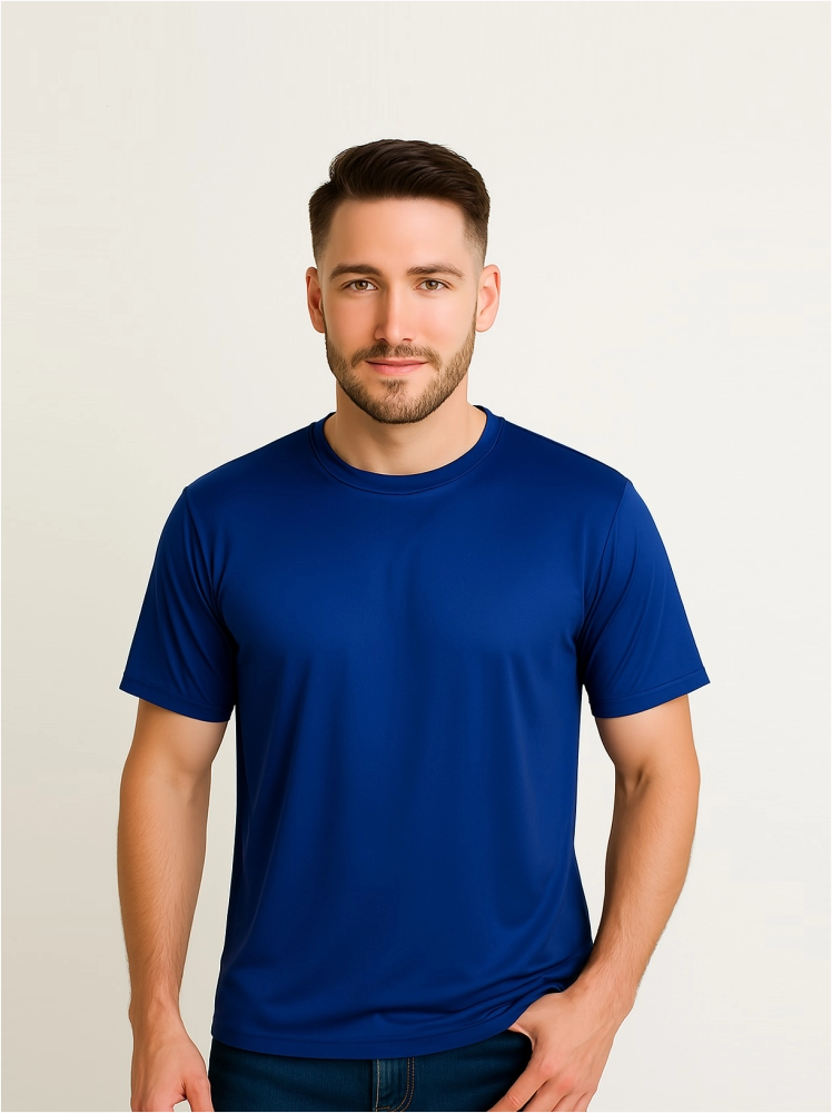 Polyester Nevy Blue Plain T Shirts For Men