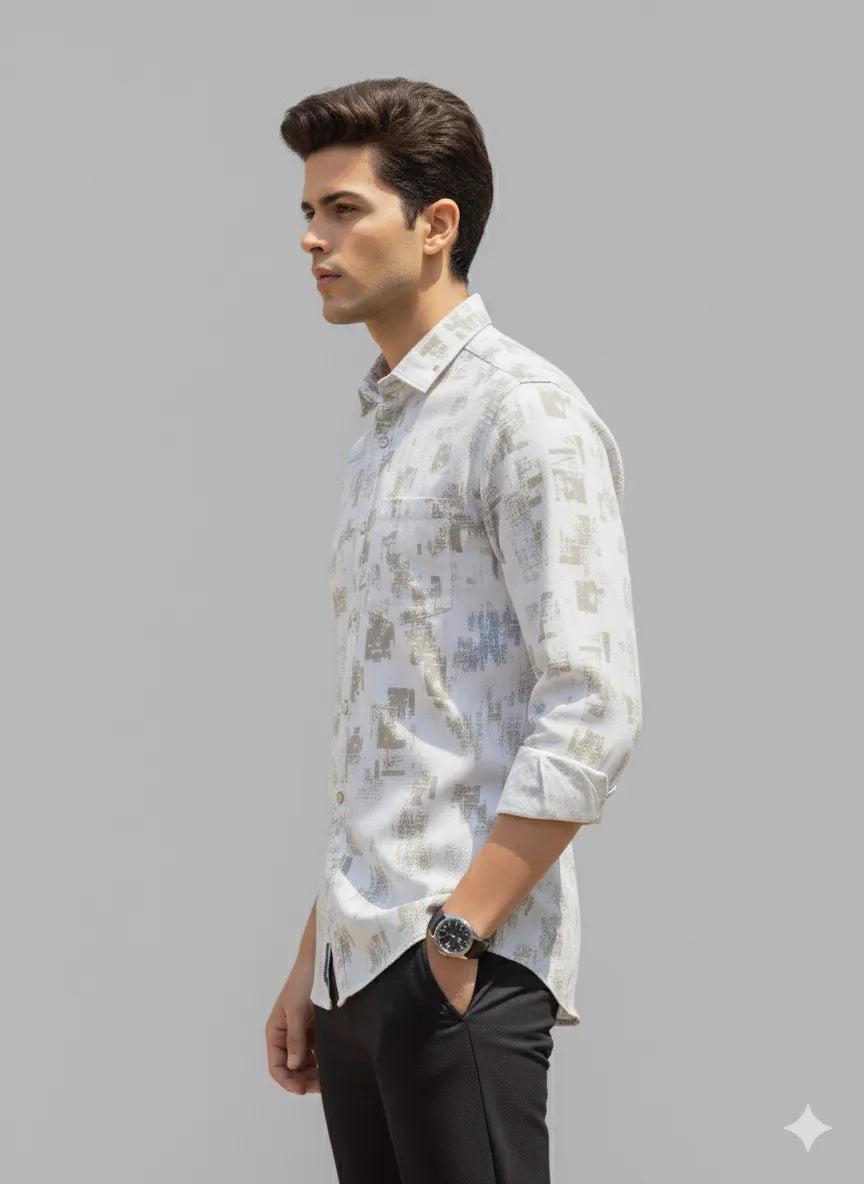 Abstract Brushstroke Print Casual Shirt