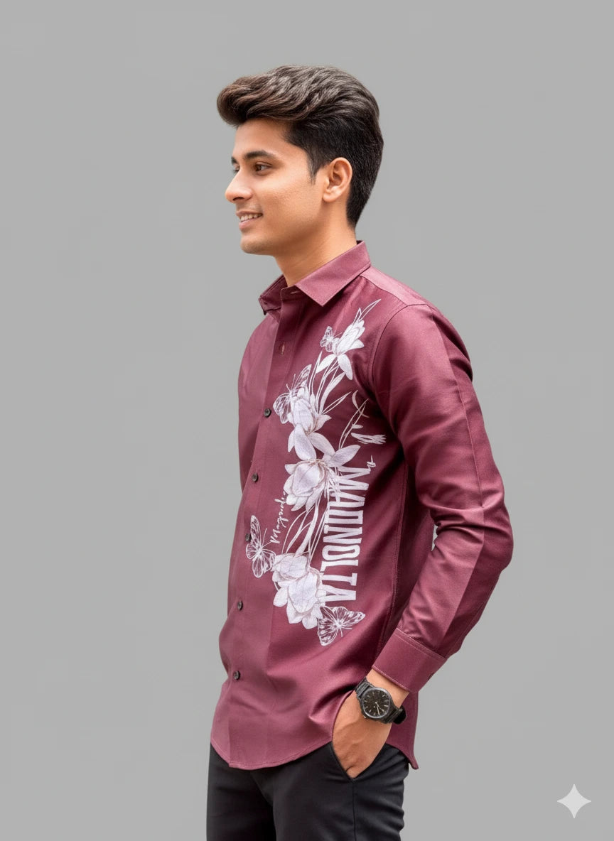 Flowers Red Print Casual Shirts