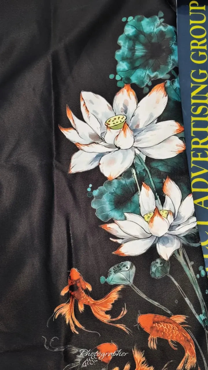 Zen Black Shirt With Artistic Lotus Flower & Monk Print